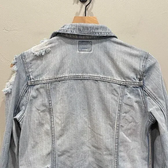 American Eagle Destroyed Denim Jean Jacket - Size: Small - Picture 9 of 9